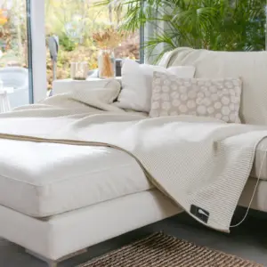 Earthing blanket made of organic cotton 160 × 200 cm - silver (white-cream / beige)