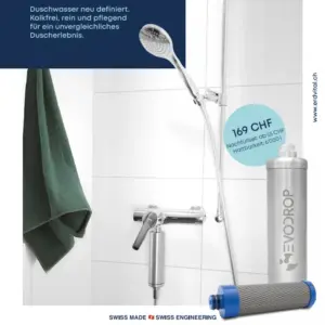 EvoShower shower filter for clean, limescale-free and filtered shower water
