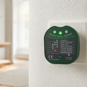 Testeur de mise à la terre permettant de vérifier la mise à la terre et le câblage correct des prises électriques suisses.