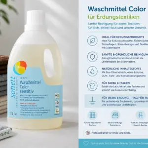 Sonett Color Sensitiv Waschmittel für Erdungstextilien, Fixleintücher und Silbertextilien
